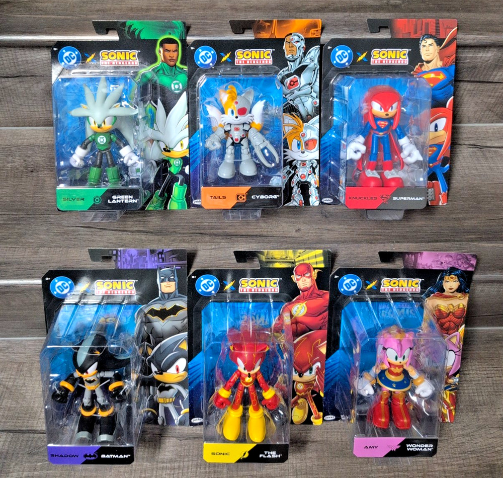 Sonic The Hedgehog DC Comics 5" Action Figures New Sonic Justice Lot of 6 NEW!